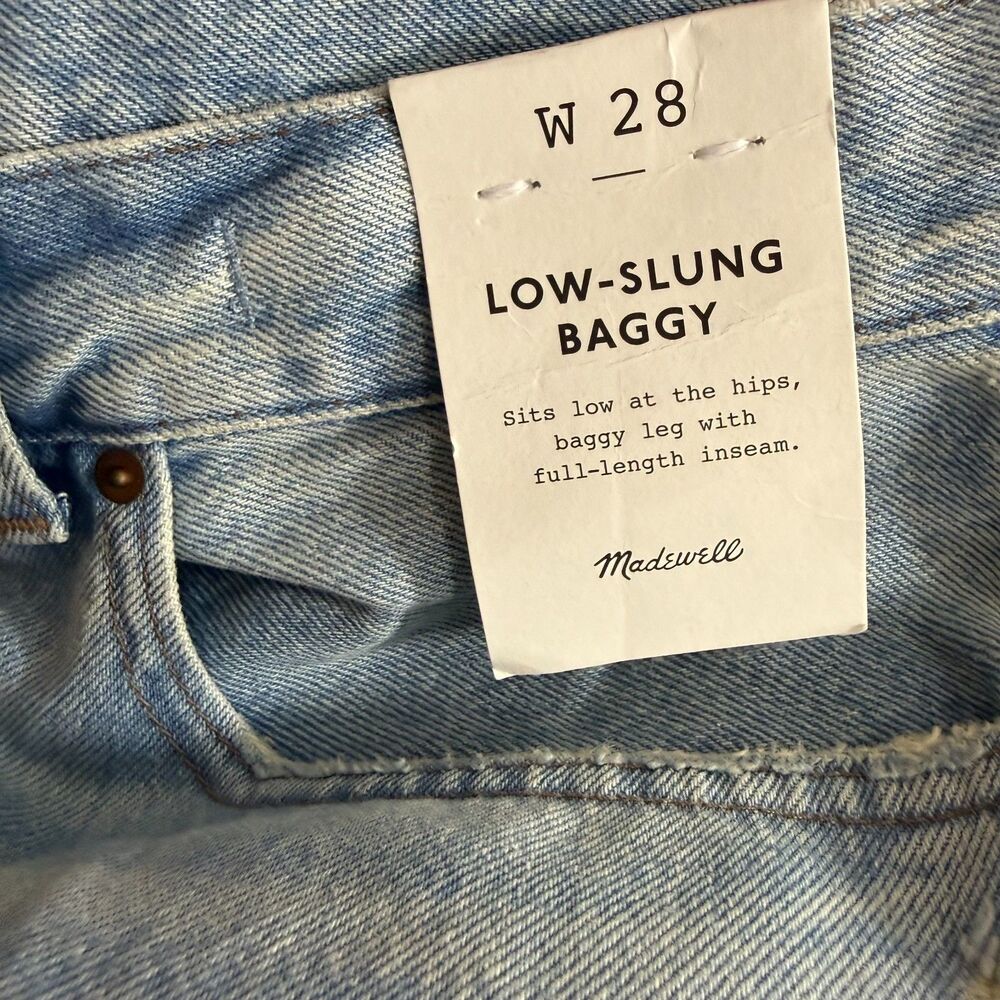 MADEWELL Low-Slung Baggy Jeans 28 Hallstead Blue Wide Leg Cuffed Rigid NWT B44 - Picture 4 of 6
